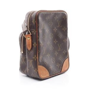 Louis Vuitton Monogram Amazon Shoulder Leather Brown Bag Canvas